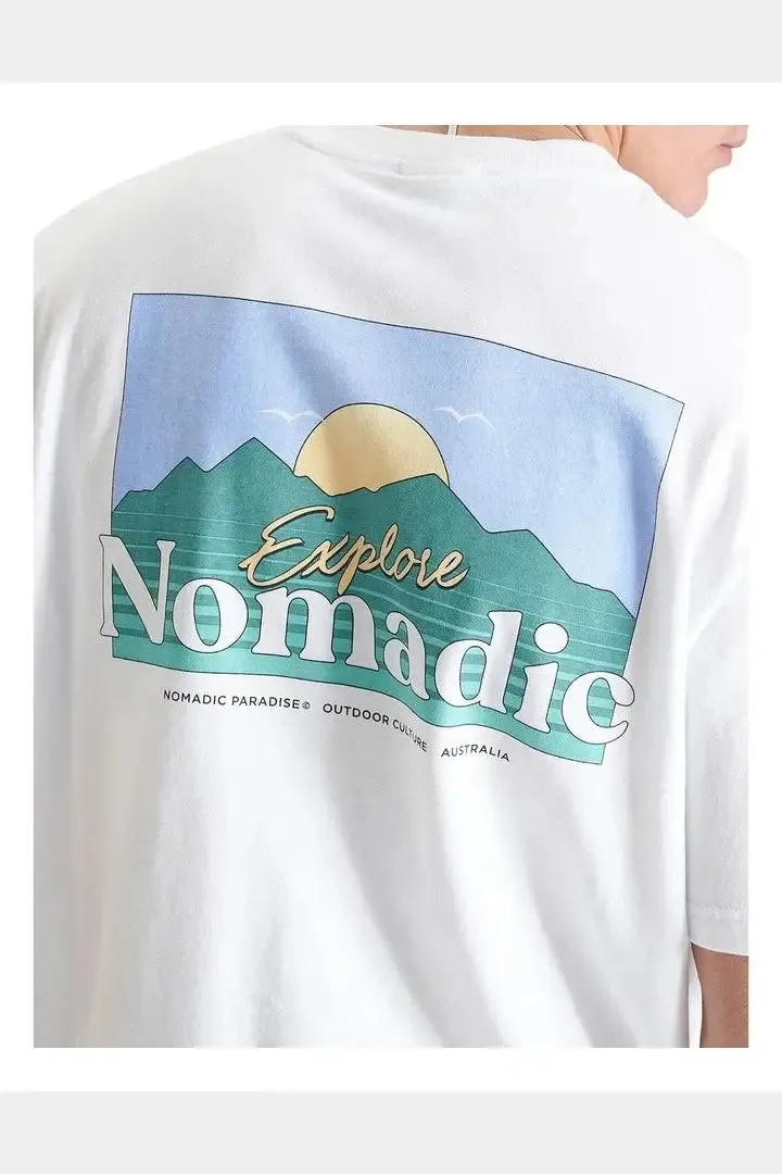 NOMADIC PARADISE - panorama relaxed tee - optical white