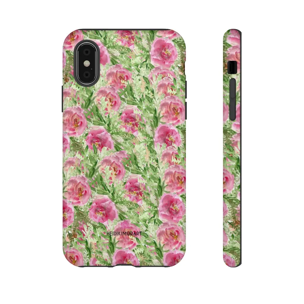 Pink Floral Phone Case, Flower Print Best Designer Art iPhone Samsung Case-Made in USA