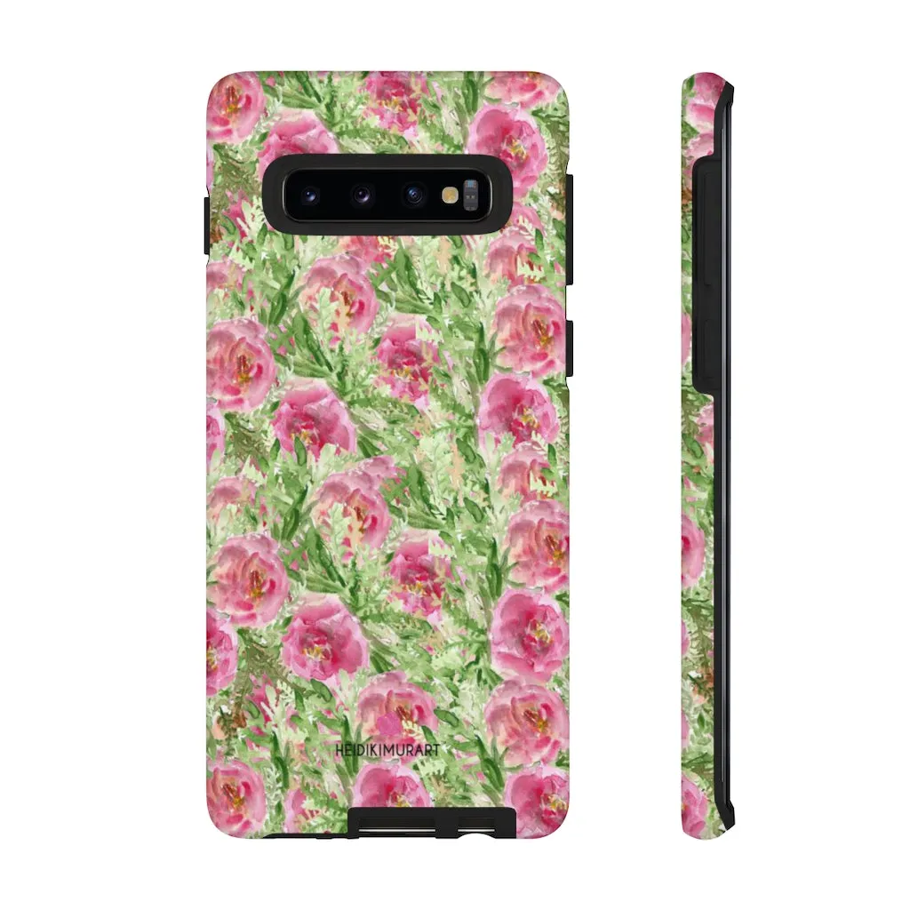 Pink Floral Phone Case, Flower Print Best Designer Art iPhone Samsung Case-Made in USA