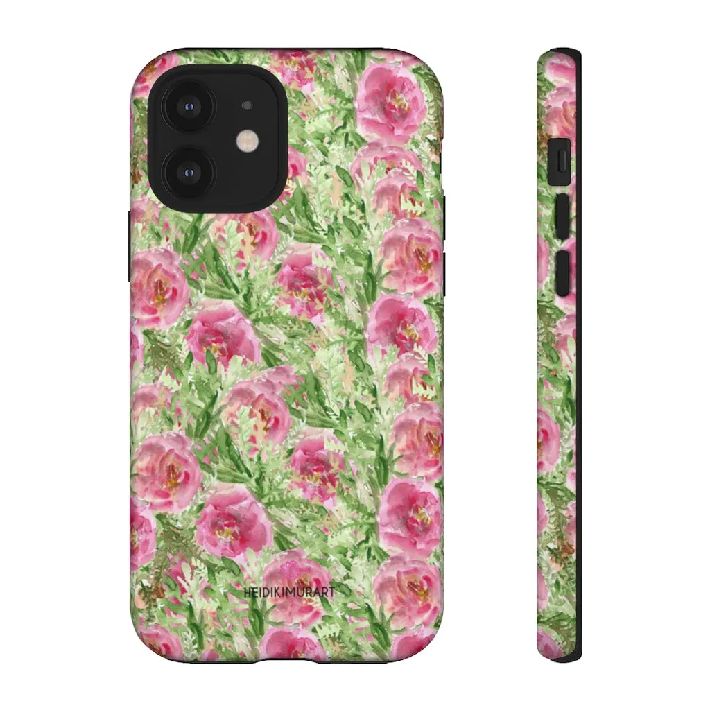 Pink Floral Phone Case, Flower Print Best Designer Art iPhone Samsung Case-Made in USA