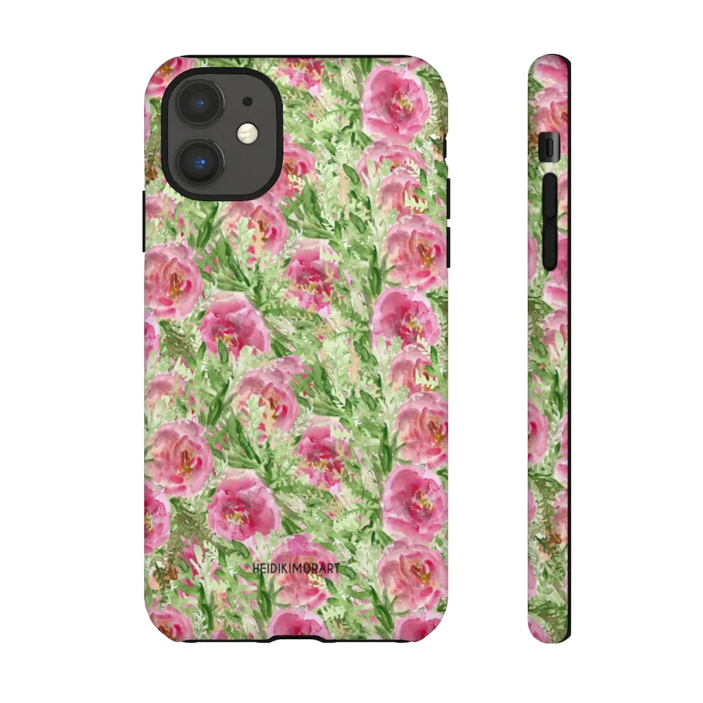 Pink Floral Phone Case, Flower Print Best Designer Art iPhone Samsung Case-Made in USA