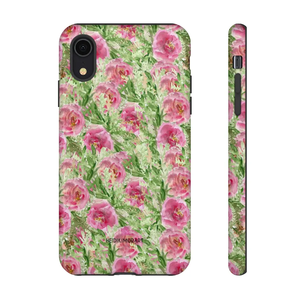 Pink Floral Phone Case, Flower Print Best Designer Art iPhone Samsung Case-Made in USA