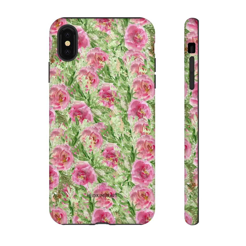 Pink Floral Phone Case, Flower Print Best Designer Art iPhone Samsung Case-Made in USA