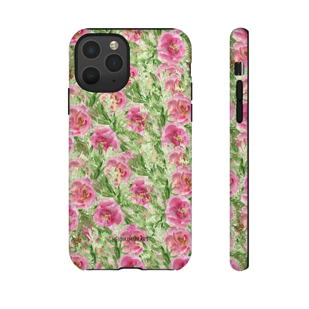 Pink Floral Phone Case, Flower Print Best Designer Art iPhone Samsung Case-Made in USA