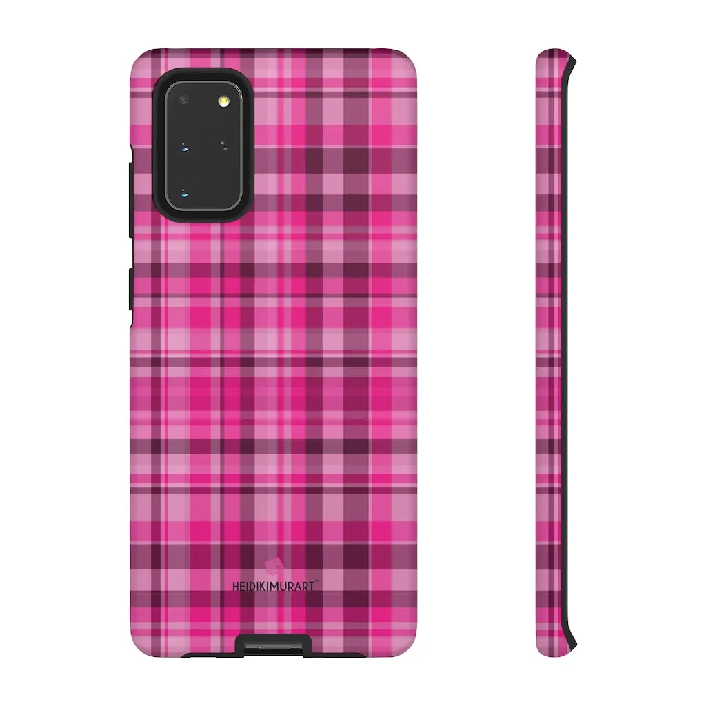 Pink Plaid Designer Tough Cases, Modern Tartan Plaid Print Women's Phone Case-Made in USA