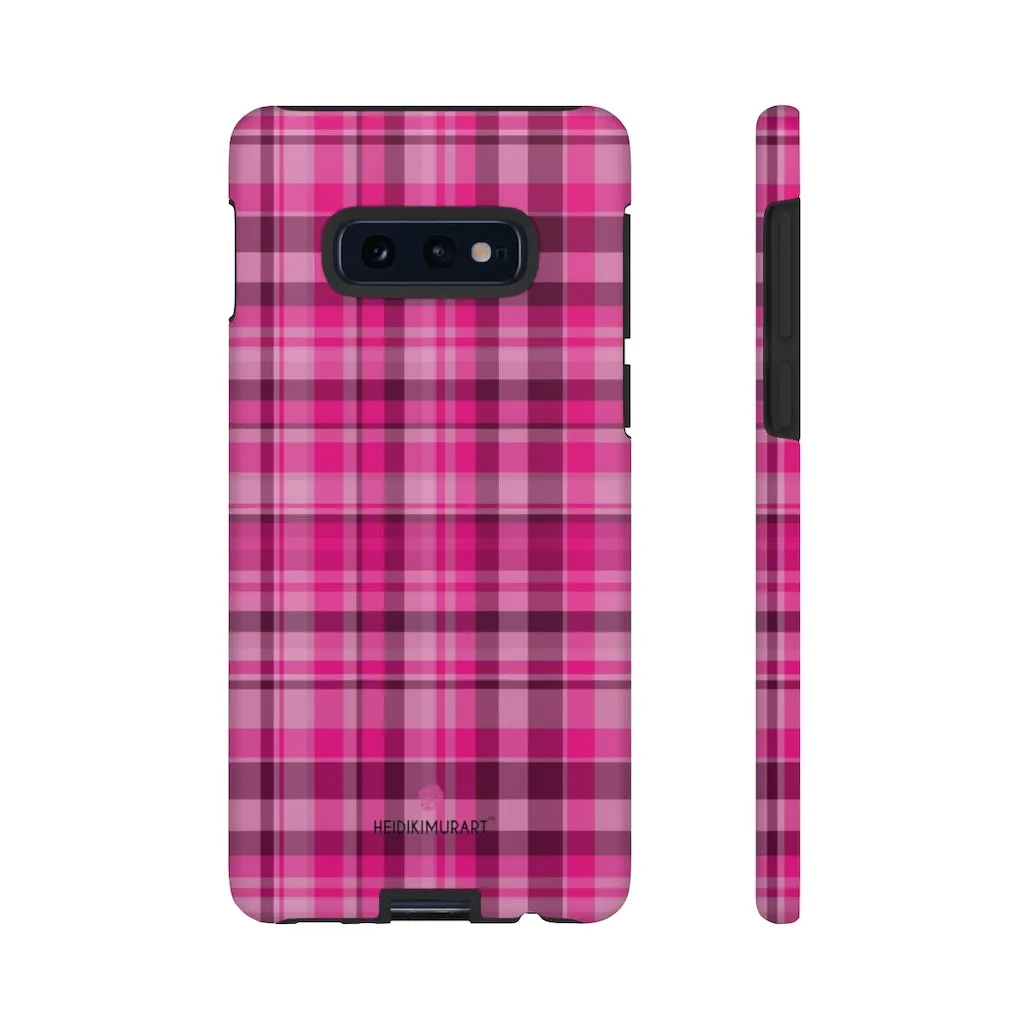 Pink Plaid Designer Tough Cases, Modern Tartan Plaid Print Women's Phone Case-Made in USA