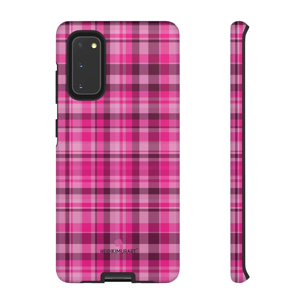 Pink Plaid Designer Tough Cases, Modern Tartan Plaid Print Women's Phone Case-Made in USA