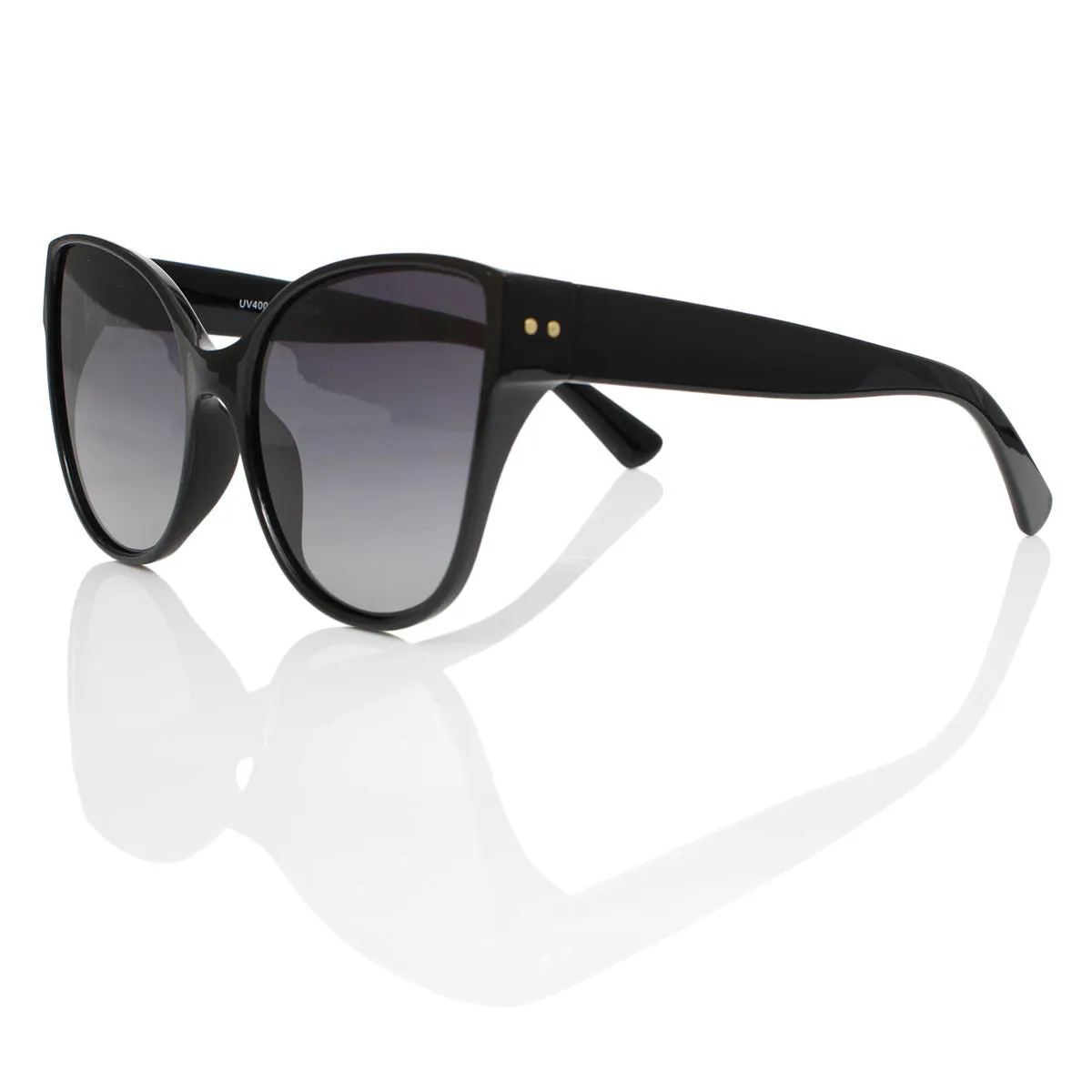 Retro Dimensional Cat Eye Sunglasses - Black