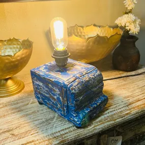 Retro Style Blue Wooden Lamp, Bulb Included : Chirag -3