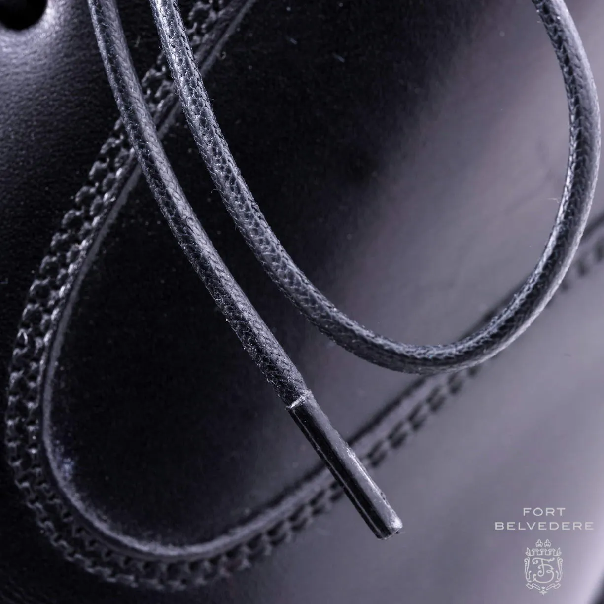 Round Black Waxed Cotton Shoelaces