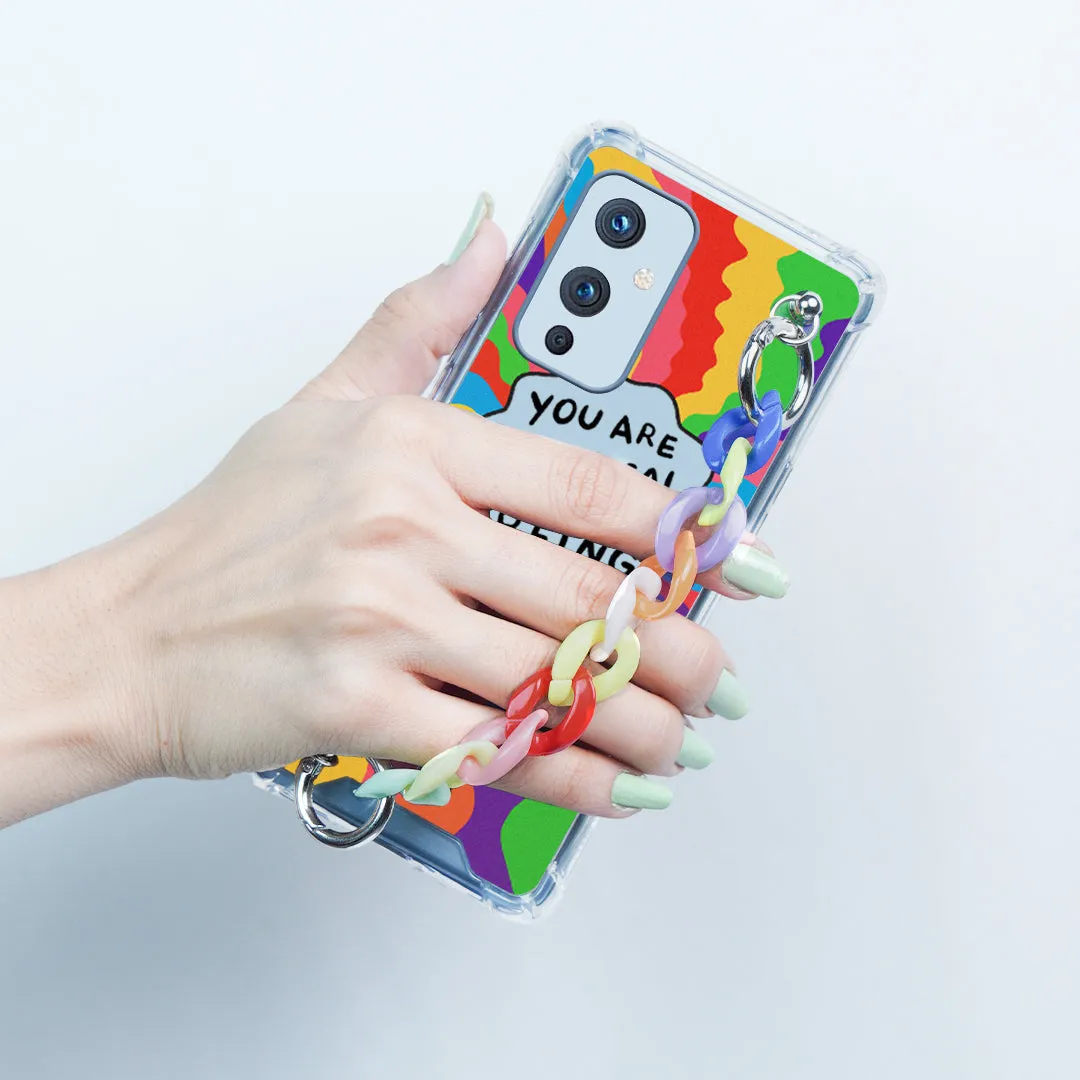 Self Inspiring Colorful Case with Chain Bracelet- OnePlus