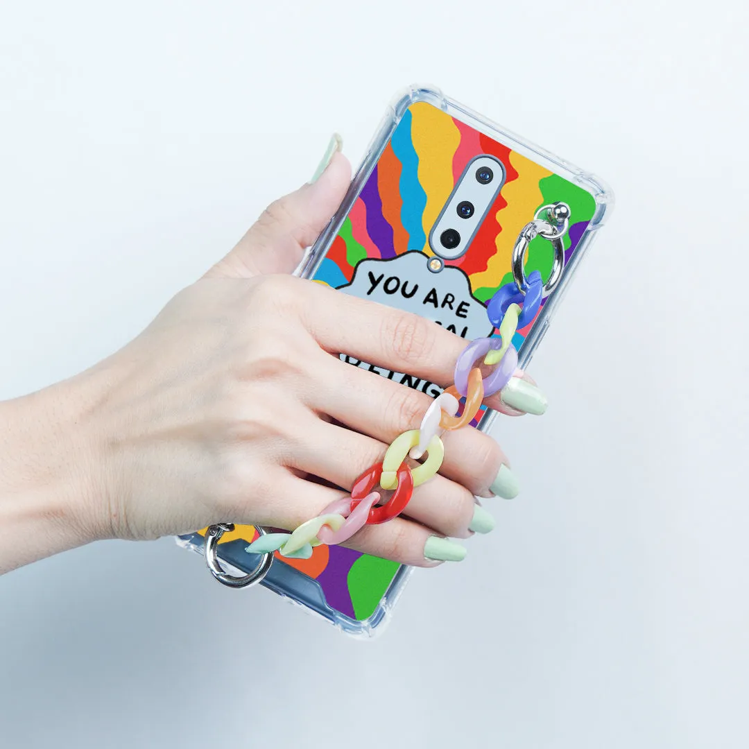 Self Inspiring Colorful Case with Chain Bracelet- OnePlus