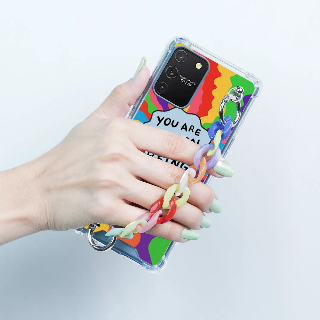 Self Inspiring Colorful Case with Chain Bracelet- Samsung