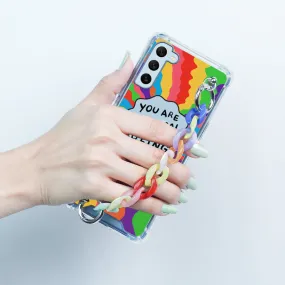 Self Inspiring Colorful Case with Chain Bracelet- Samsung