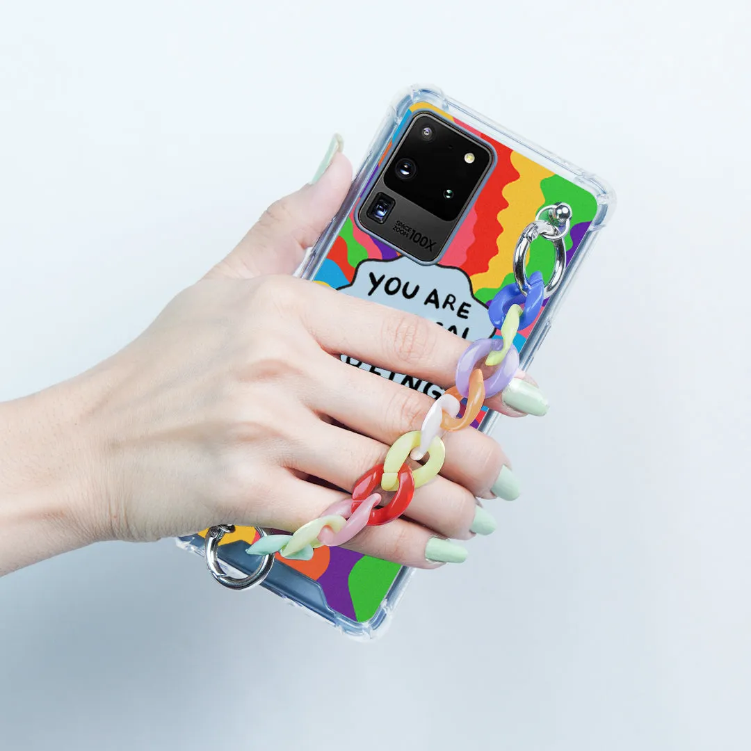 Self Inspiring Colorful Case with Chain Bracelet- Samsung