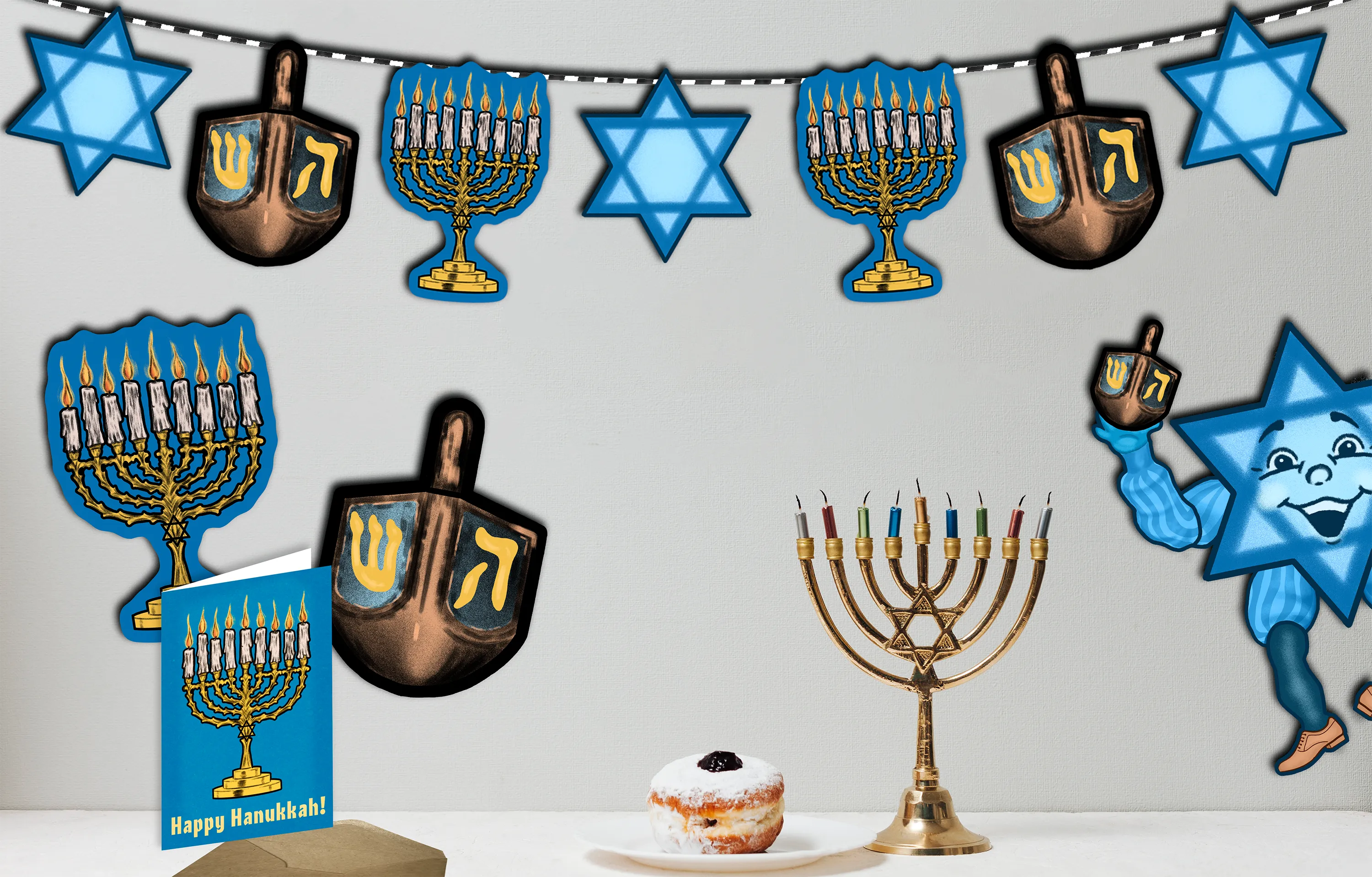 Set of 3 Retro-Inspired Hanukkah Cards