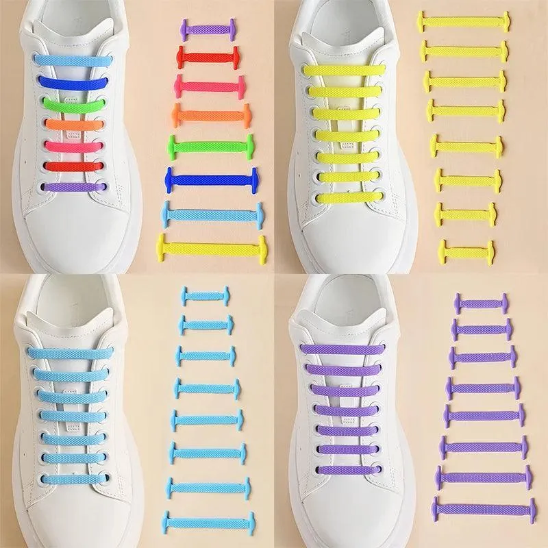 Silicone Shoelaces: Stylish Lazy Elastic Lace Set in 12 Vibrant Colors