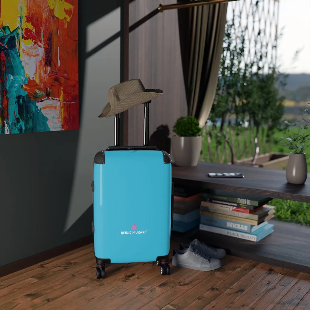 Sky Blue Color Cabin Suitcase, Carry On Luggage With 2 Inner Pockets & Built in TSA-approved Lock With 360° Swivel