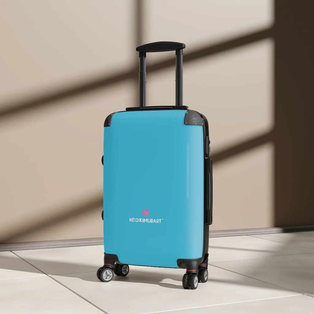 Sky Blue Color Cabin Suitcase, Carry On Luggage With 2 Inner Pockets & Built in TSA-approved Lock With 360° Swivel