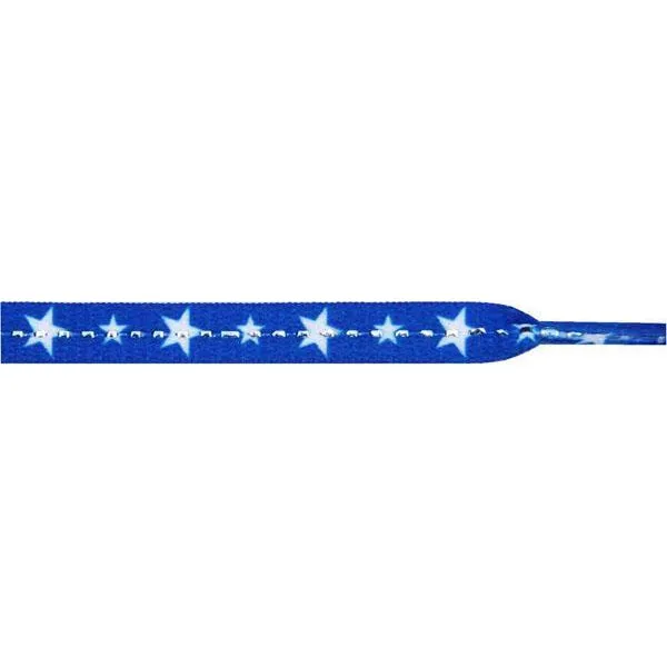 Stars Flat 5/16" - White Star on Royal Blue (12 Pair Pack) Shoelaces