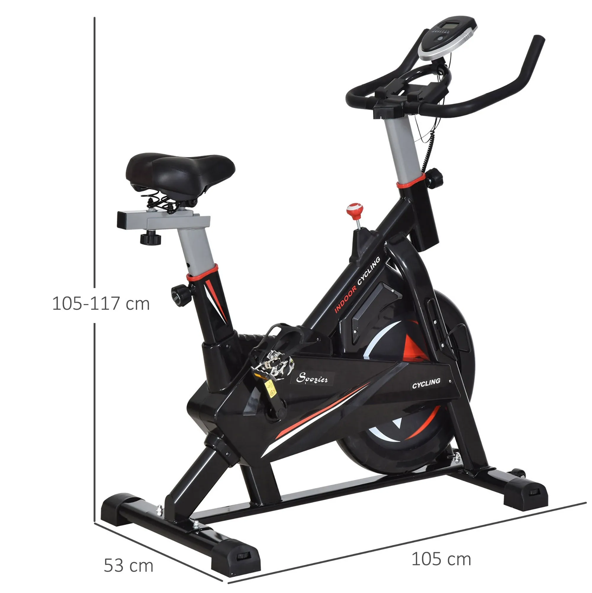 Steel Stationary Bike 5-Level Exercise Bike w/ LCD Monitor