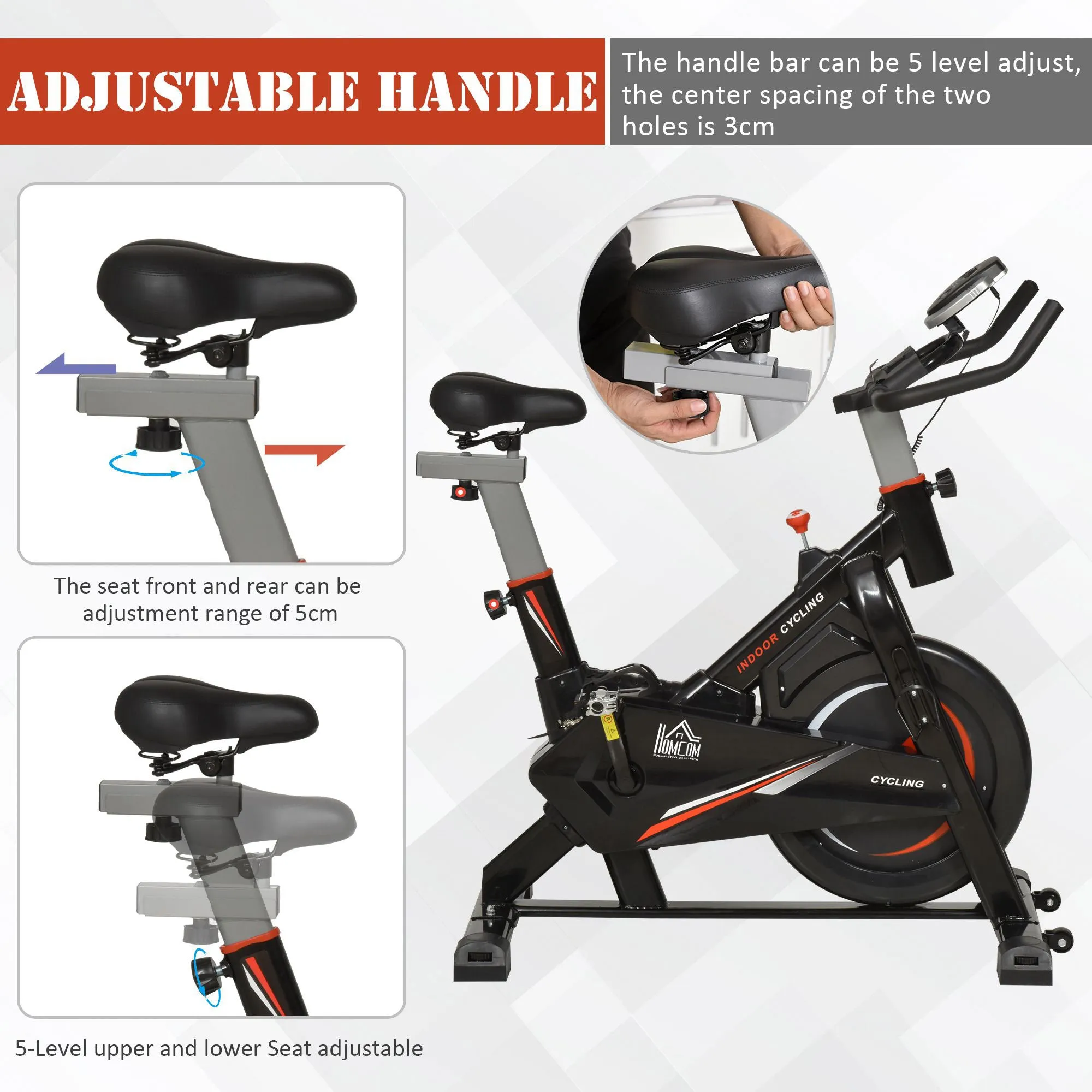 Steel Stationary Bike 5-Level Exercise Bike w/ LCD Monitor