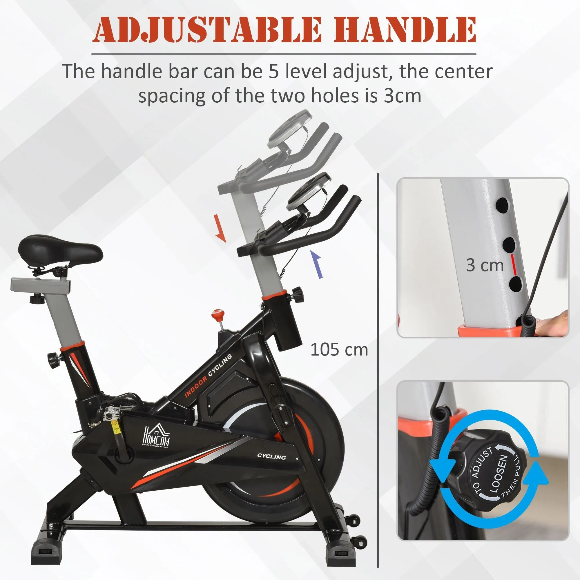 Steel Stationary Bike 5-Level Exercise Bike w/ LCD Monitor