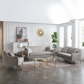 Tesla Straight Line Sofa Set in Grey