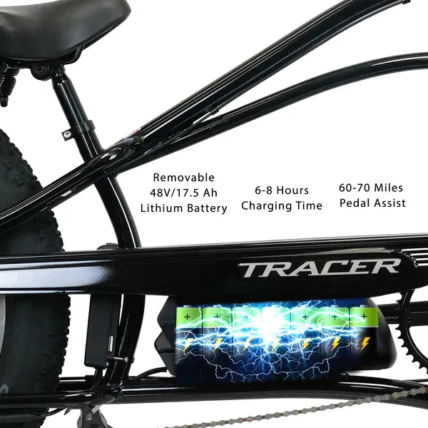 Tracer Tracker DS7 26" 7 Speed Stretch E-Bike with Classic Dual Springer Fork.