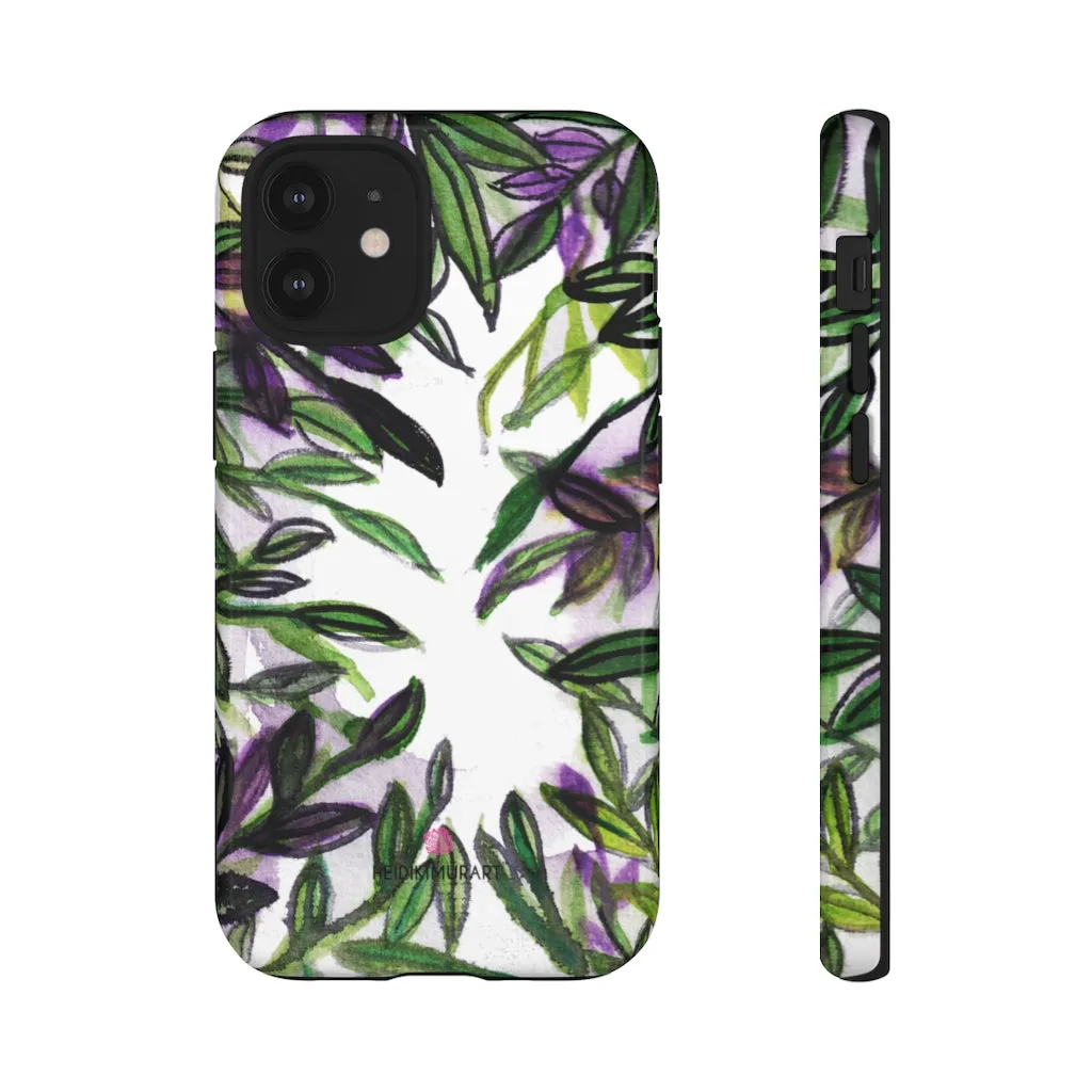 Tropical Leaves Print Phone Case, Floral Print Best Designer Art iPhone Samsung Case-Made in USA