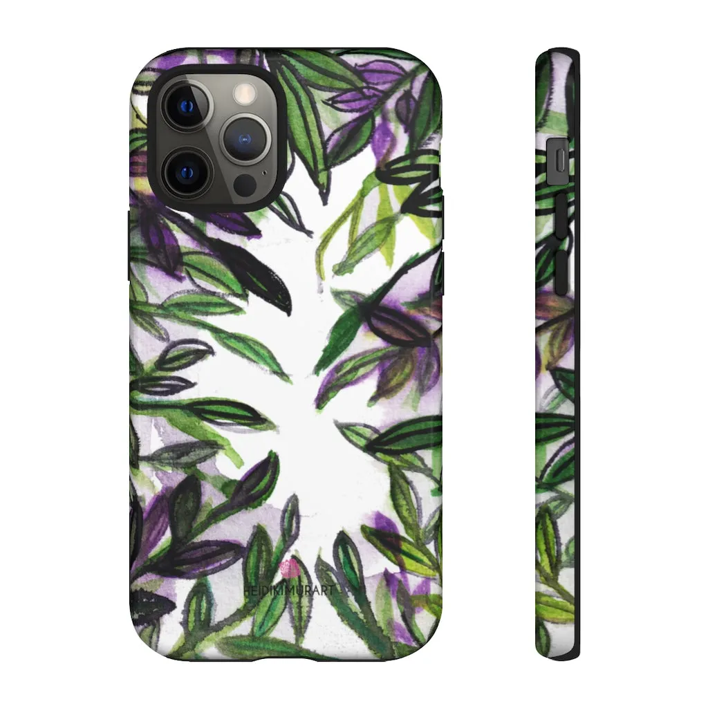 Tropical Leaves Print Phone Case, Floral Print Best Designer Art iPhone Samsung Case-Made in USA