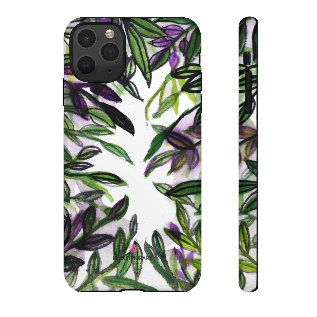 Tropical Leaves Print Phone Case, Floral Print Best Designer Art iPhone Samsung Case-Made in USA