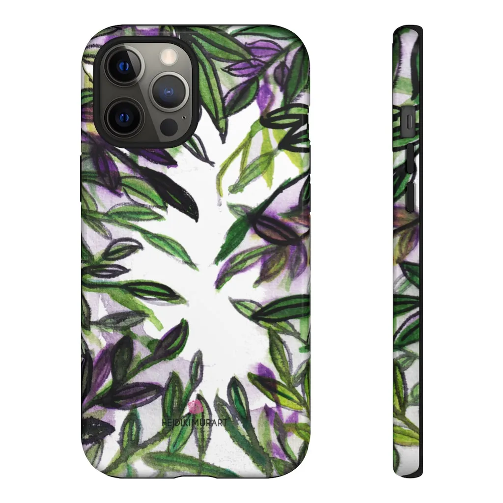 Tropical Leaves Print Phone Case, Floral Print Best Designer Art iPhone Samsung Case-Made in USA