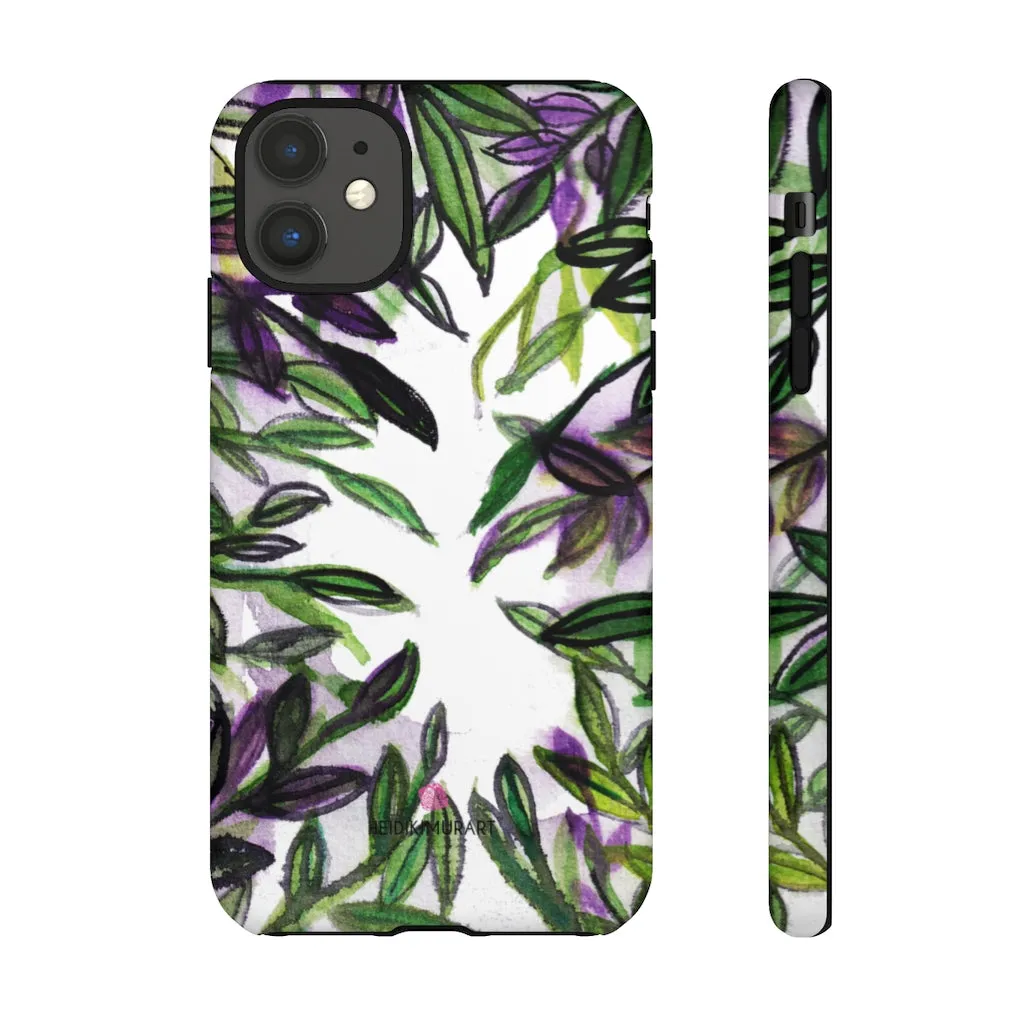 Tropical Leaves Print Phone Case, Floral Print Best Designer Art iPhone Samsung Case-Made in USA