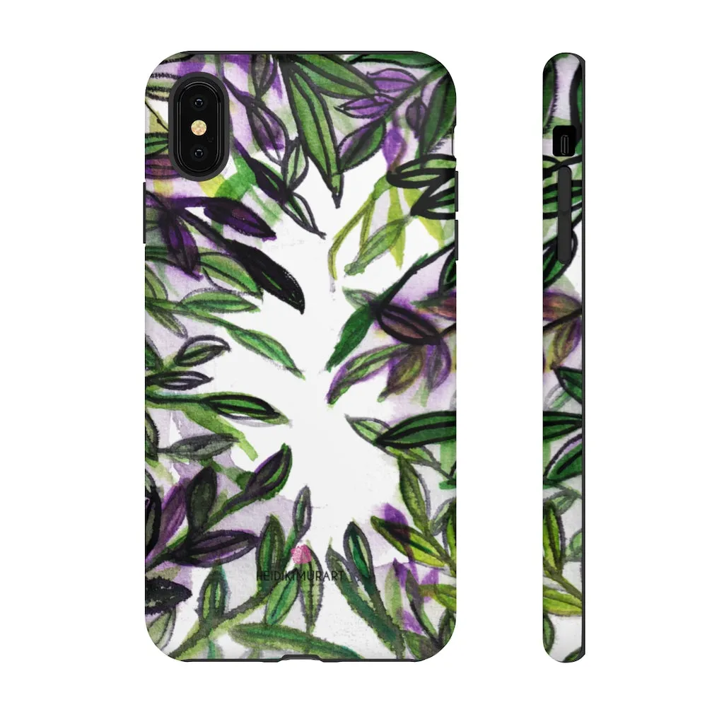 Tropical Leaves Print Phone Case, Floral Print Best Designer Art iPhone Samsung Case-Made in USA