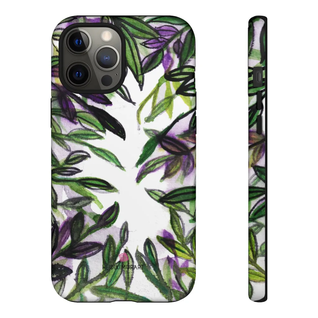 Tropical Leaves Print Phone Case, Floral Print Best Designer Art iPhone Samsung Case-Made in USA