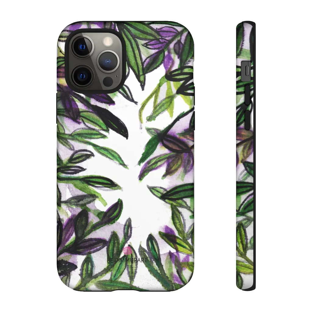 Tropical Leaves Print Phone Case, Floral Print Best Designer Art iPhone Samsung Case-Made in USA