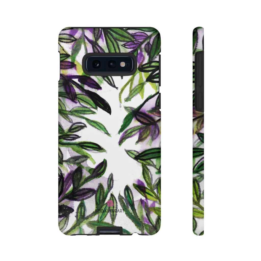 Tropical Leaves Print Phone Case, Floral Print Best Designer Art iPhone Samsung Case-Made in USA