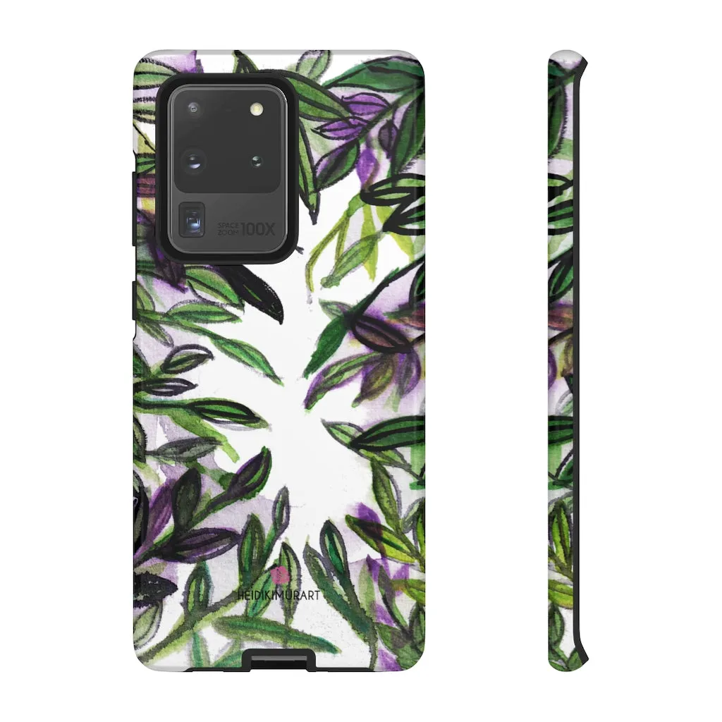 Tropical Leaves Print Phone Case, Floral Print Best Designer Art iPhone Samsung Case-Made in USA