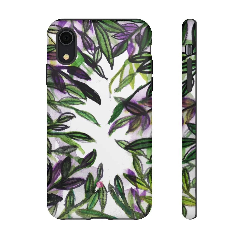 Tropical Leaves Print Phone Case, Floral Print Best Designer Art iPhone Samsung Case-Made in USA