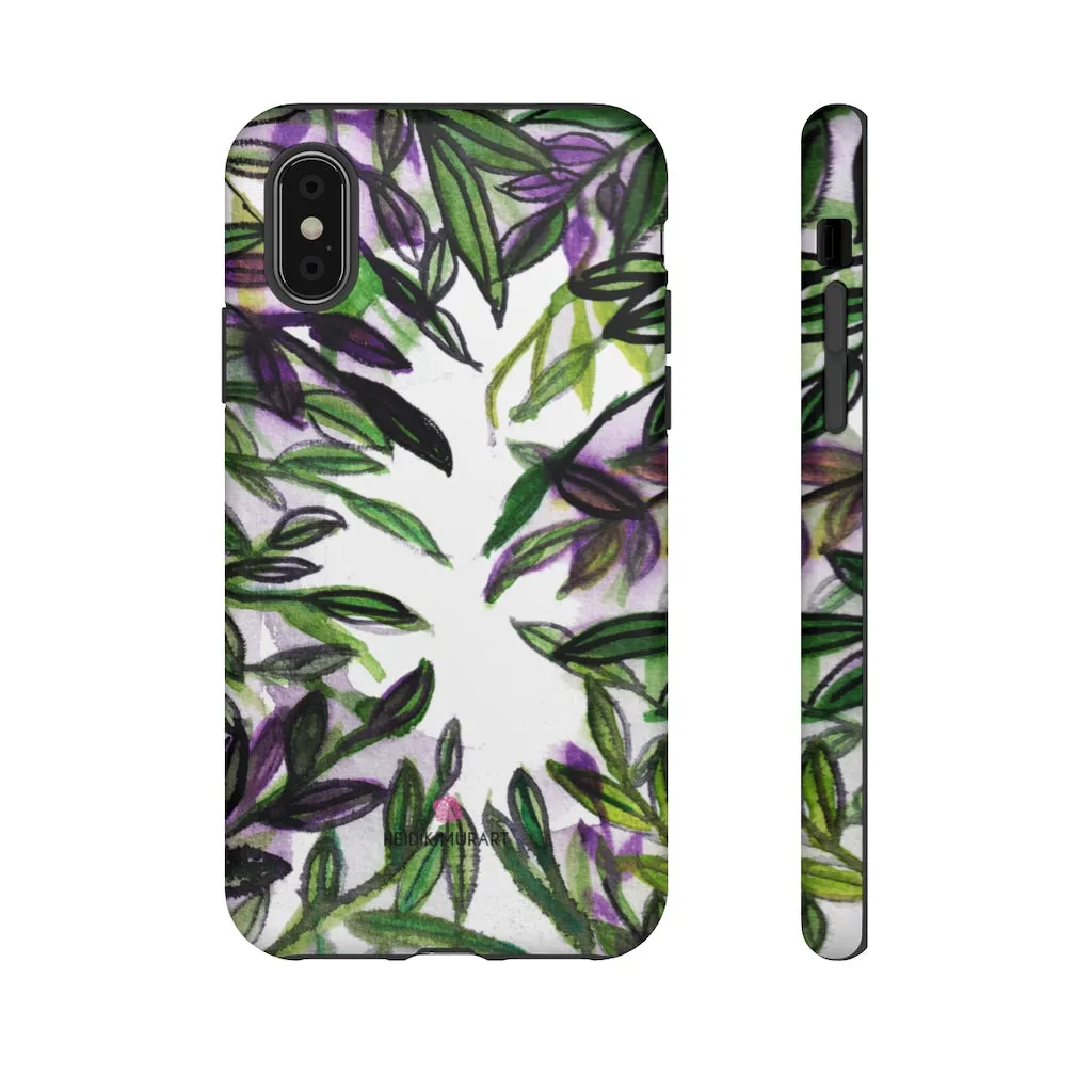 Tropical Leaves Print Phone Case, Floral Print Best Designer Art iPhone Samsung Case-Made in USA