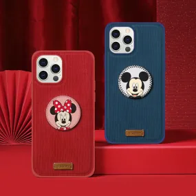 UKA Disney Retro Corduroy Premium Leather Back Case Cover