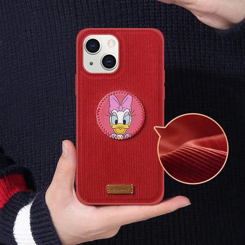 UKA Disney Retro Corduroy Premium Leather Back Case Cover