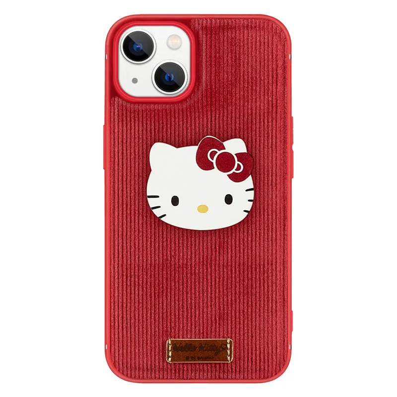 UKA Hello Kitty Retro Corduroy Premium Leather Back Case Cover