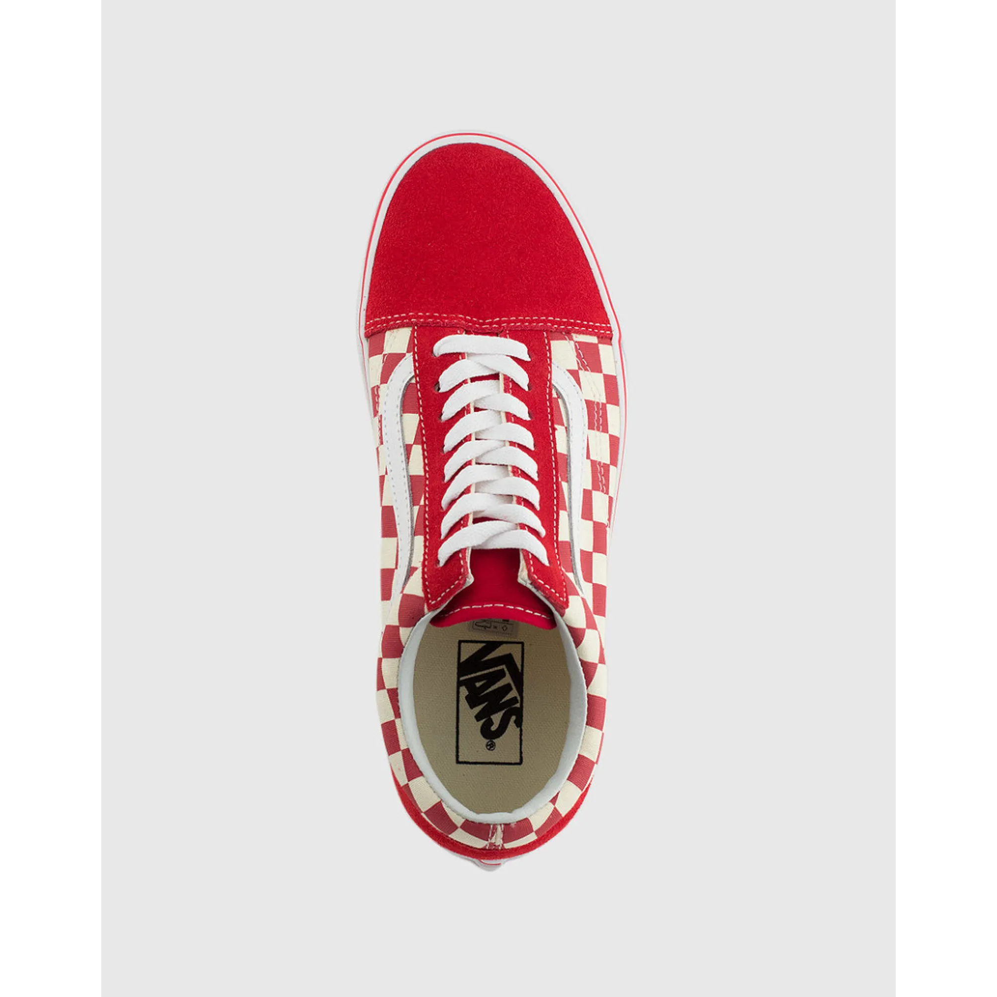 Vans Unisex Old Skool Checkerboard Shoes - Racing Red / White