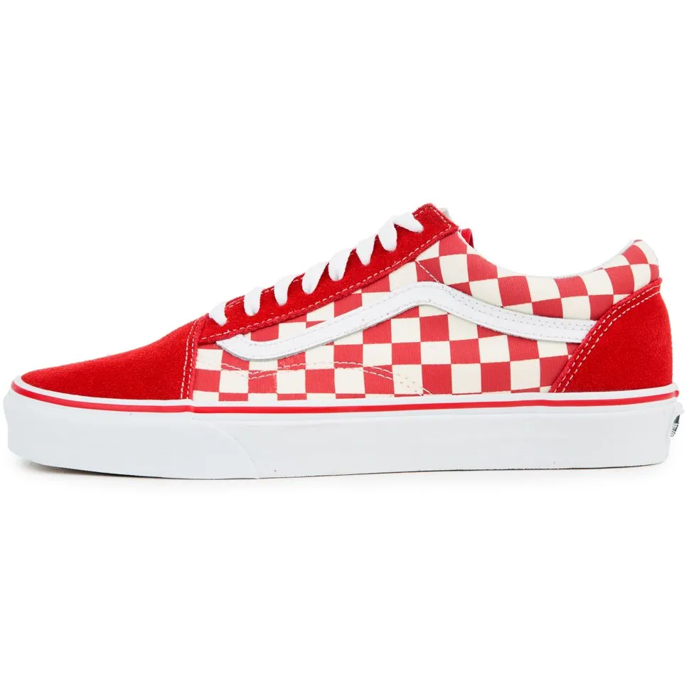 Vans Unisex Old Skool Checkerboard Shoes - Racing Red / White