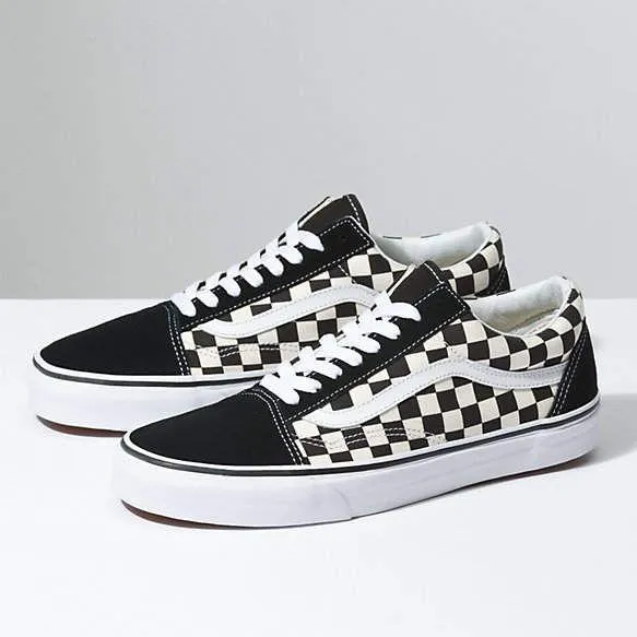 Vans Unisex Old Skool Primary Check Shoes - Black / beige / White