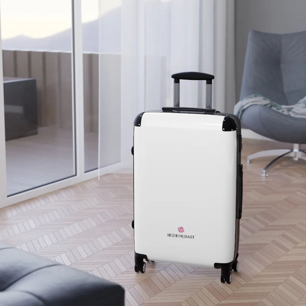 White Solid Color Suitcases, Modern Simple Minimalist Designer Suitcase Luggage (Small, Medium, Large)