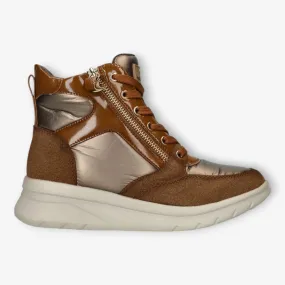 XTI Brown Boots with Bronze Details and Wedge Sole