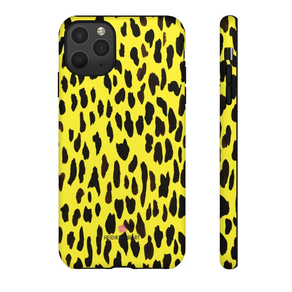 Yellow Leopard Designer Tough Cases, Animal Print Best Case Mate iPhone Samsung Case-Made in USA